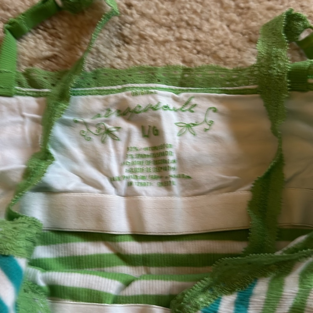 Aeropostale Size Large Camisole Bright Green and Blue Stripped - Picture 5 of 5